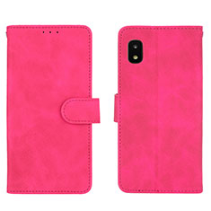 Coque Portefeuille Livre Cuir Etui Clapet L01Z pour Samsung Galaxy A21 SC-42A Rose Rouge