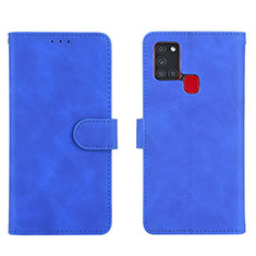 Coque Portefeuille Livre Cuir Etui Clapet L01Z pour Samsung Galaxy A21s Bleu