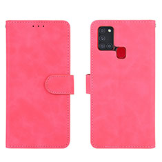 Coque Portefeuille Livre Cuir Etui Clapet L01Z pour Samsung Galaxy A21s Rose Rouge