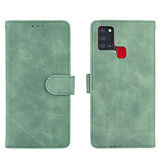 Coque Portefeuille Livre Cuir Etui Clapet L01Z pour Samsung Galaxy A21s Vert