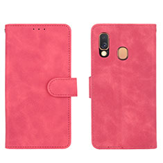 Coque Portefeuille Livre Cuir Etui Clapet L01Z pour Samsung Galaxy A40 Rose Rouge