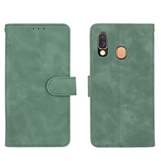 Coque Portefeuille Livre Cuir Etui Clapet L01Z pour Samsung Galaxy A40 Vert
