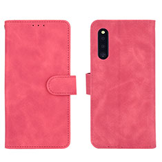 Coque Portefeuille Livre Cuir Etui Clapet L01Z pour Samsung Galaxy A41 SC-41A Rose Rouge