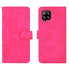 Coque Portefeuille Livre Cuir Etui Clapet L01Z pour Samsung Galaxy A42 5G Rose Rouge