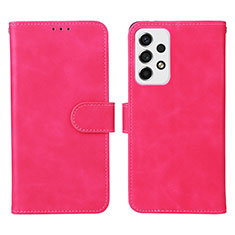 Coque Portefeuille Livre Cuir Etui Clapet L01Z pour Samsung Galaxy A53 5G Rose Rouge