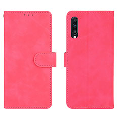 Coque Portefeuille Livre Cuir Etui Clapet L01Z pour Samsung Galaxy A70 Rose Rouge