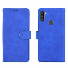 Coque Portefeuille Livre Cuir Etui Clapet L01Z pour Samsung Galaxy M11 Bleu