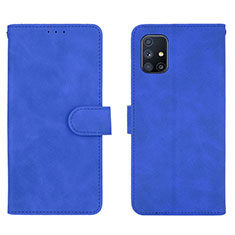 Coque Portefeuille Livre Cuir Etui Clapet L01Z pour Samsung Galaxy M51 Bleu