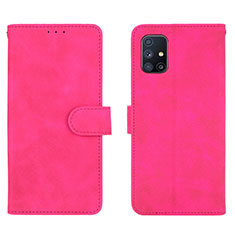 Coque Portefeuille Livre Cuir Etui Clapet L01Z pour Samsung Galaxy M51 Rose Rouge