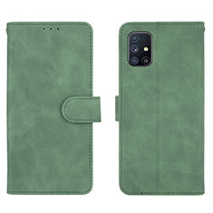Coque Portefeuille Livre Cuir Etui Clapet L01Z pour Samsung Galaxy M51 Vert