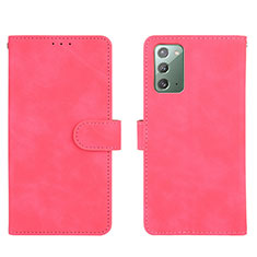 Coque Portefeuille Livre Cuir Etui Clapet L01Z pour Samsung Galaxy Note 20 5G Rose Rouge