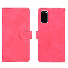 Coque Portefeuille Livre Cuir Etui Clapet L01Z pour Samsung Galaxy S20 FE (2022) 5G Rose Rouge