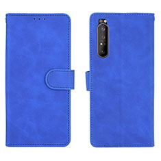 Coque Portefeuille Livre Cuir Etui Clapet L01Z pour Sony Xperia 1 II Bleu