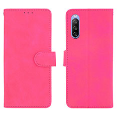 Coque Portefeuille Livre Cuir Etui Clapet L01Z pour Sony Xperia 10 III Rose Rouge