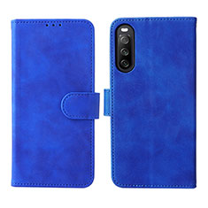 Coque Portefeuille Livre Cuir Etui Clapet L01Z pour Sony Xperia 10 V Bleu