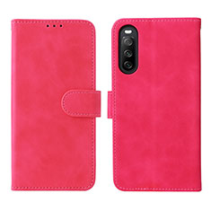Coque Portefeuille Livre Cuir Etui Clapet L01Z pour Sony Xperia 10 V Rose Rouge