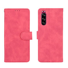 Coque Portefeuille Livre Cuir Etui Clapet L01Z pour Sony Xperia 5 II Rose Rouge