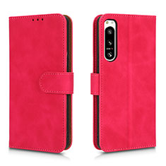 Coque Portefeuille Livre Cuir Etui Clapet L01Z pour Sony Xperia 5 IV Rose Rouge