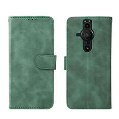 Coque Portefeuille Livre Cuir Etui Clapet L01Z pour Sony Xperia PRO-I Vert