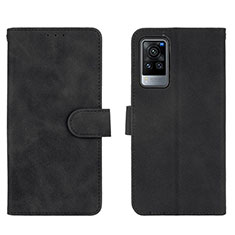 Coque Portefeuille Livre Cuir Etui Clapet L01Z pour Vivo X60 Pro 5G Noir