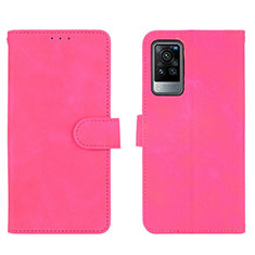 Coque Portefeuille Livre Cuir Etui Clapet L01Z pour Vivo X60 Pro 5G Rose Rouge