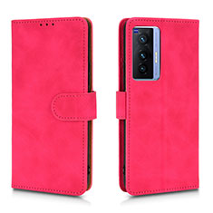 Coque Portefeuille Livre Cuir Etui Clapet L01Z pour Vivo X70 5G Rose Rouge