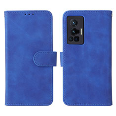 Coque Portefeuille Livre Cuir Etui Clapet L01Z pour Vivo X70 Pro 5G Bleu
