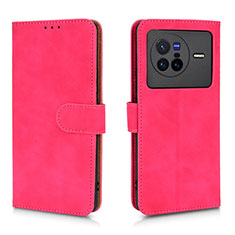 Coque Portefeuille Livre Cuir Etui Clapet L01Z pour Vivo X80 5G Rose Rouge