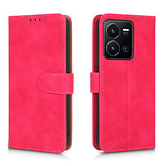 Coque Portefeuille Livre Cuir Etui Clapet L01Z pour Vivo Y35 4G Rose Rouge