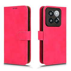 Coque Portefeuille Livre Cuir Etui Clapet L01Z pour Xiaomi Mi 14 Pro 5G Rose Rouge
