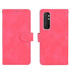 Coque Portefeuille Livre Cuir Etui Clapet L01Z pour Xiaomi Mi Note 10 Lite Rose Rouge