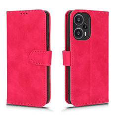 Coque Portefeuille Livre Cuir Etui Clapet L01Z pour Xiaomi Poco F5 5G Rose Rouge