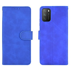 Coque Portefeuille Livre Cuir Etui Clapet L01Z pour Xiaomi Poco M3 Bleu