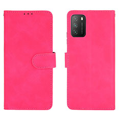 Coque Portefeuille Livre Cuir Etui Clapet L01Z pour Xiaomi Poco M3 Rose Rouge
