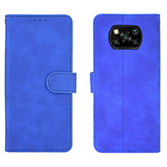 Coque Portefeuille Livre Cuir Etui Clapet L01Z pour Xiaomi Poco X3 NFC Bleu