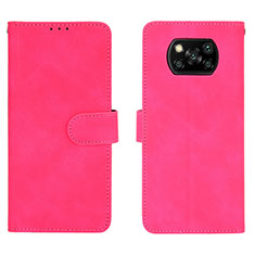Coque Portefeuille Livre Cuir Etui Clapet L01Z pour Xiaomi Poco X3 NFC Rose Rouge