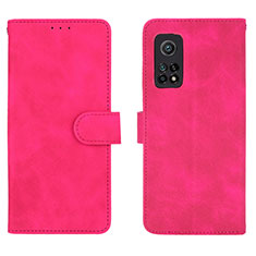 Coque Portefeuille Livre Cuir Etui Clapet L01Z pour Xiaomi Redmi K30S 5G Rose Rouge