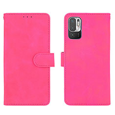 Coque Portefeuille Livre Cuir Etui Clapet L01Z pour Xiaomi Redmi Note 10 5G Rose Rouge