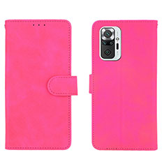 Coque Portefeuille Livre Cuir Etui Clapet L01Z pour Xiaomi Redmi Note 10 Pro Max Rose Rouge