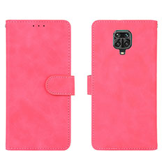 Coque Portefeuille Livre Cuir Etui Clapet L01Z pour Xiaomi Redmi Note 9 Pro Max Rose Rouge