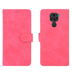 Coque Portefeuille Livre Cuir Etui Clapet L01Z pour Xiaomi Redmi Note 9 Rose Rouge
