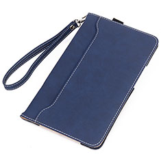 Coque Portefeuille Livre Cuir Etui Clapet L02 pour Amazon Kindle 6 inch Bleu
