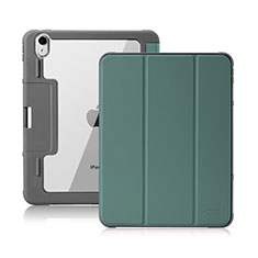 Coque Portefeuille Livre Cuir Etui Clapet L02 pour Apple iPad Air 5 10.9 (2022) Vert Nuit