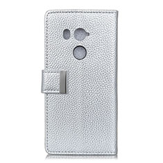 Coque Portefeuille Livre Cuir Etui Clapet L02 pour HTC U11 Eyes Argent