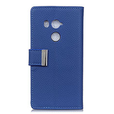 Coque Portefeuille Livre Cuir Etui Clapet L02 pour HTC U11 Eyes Bleu