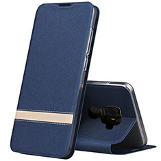 Coque Portefeuille Livre Cuir Etui Clapet L02 pour Huawei Mate 30 Lite Bleu