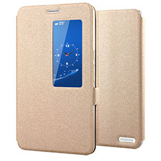 Coque Portefeuille Livre Cuir Etui Clapet L02 pour Huawei MediaPad X2 Or