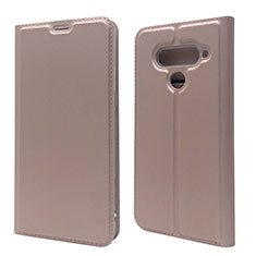 Coque Portefeuille Livre Cuir Etui Clapet L02 pour LG V50 ThinQ 5G Or Rose