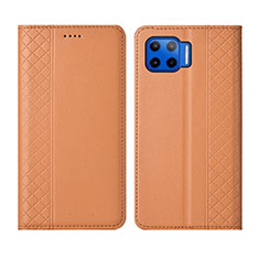 Coque Portefeuille Livre Cuir Etui Clapet L02 pour Motorola Moto G 5G Plus Orange