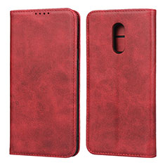 Coque Portefeuille Livre Cuir Etui Clapet L02 pour OnePlus 7 Rouge